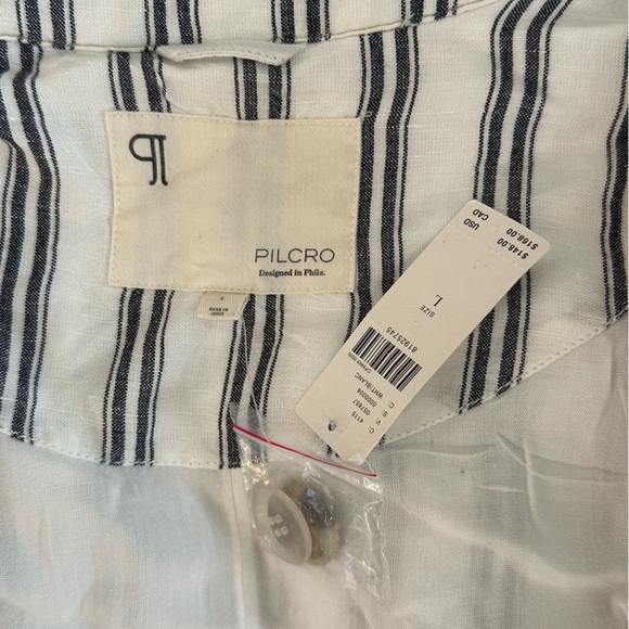 NWT Anthropologie Pilcro Striped Linen Blazer Jacket Size L Oversized Dolman - Picture 6 of 7